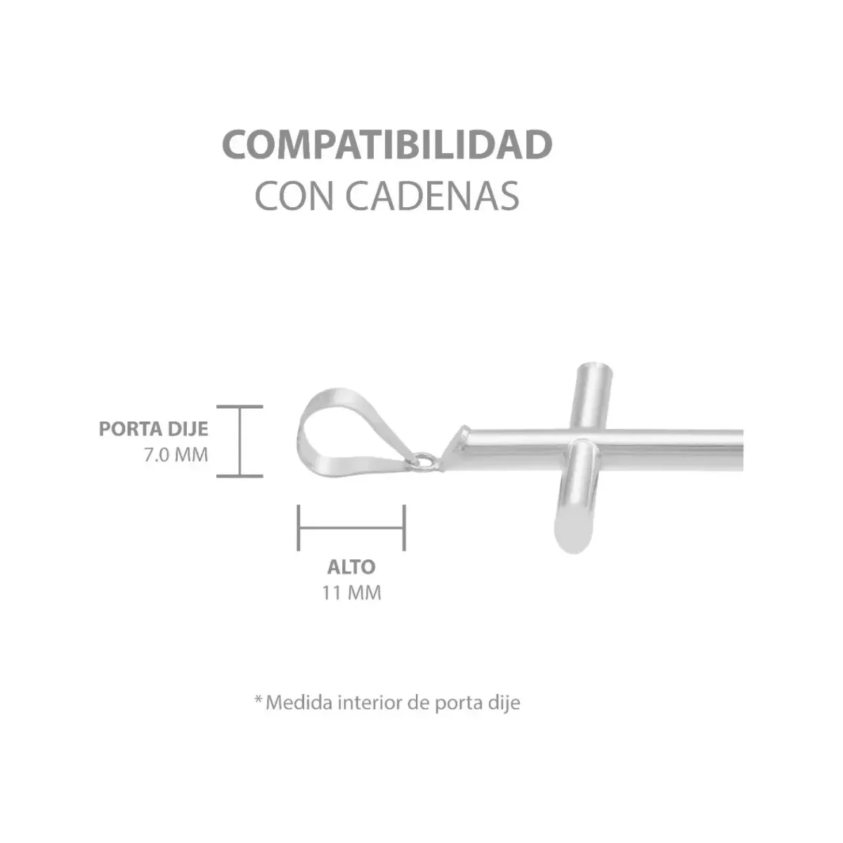 Dije Cruz Tubo Liso 6cm Plata .925 - Imagen 6