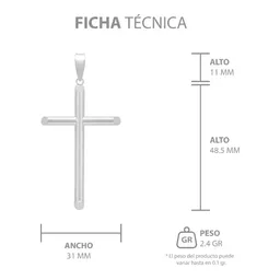 Dije Cruz Tubo Liso 6cm Plata .925 - Imagen 7