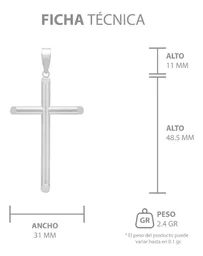 Dije Cruz Tubo Liso 6cm Plata .925 - Imagen 7