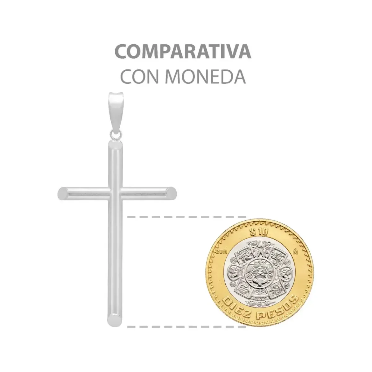 Dije Cruz Tubo Liso 6cm Plata .925 - Imagen 8