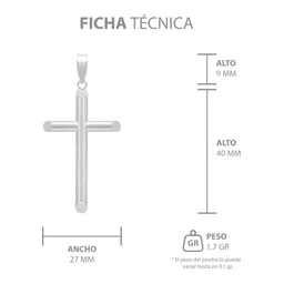 Dije Cruz Tubo Liso Plata .925 - Imagen 7