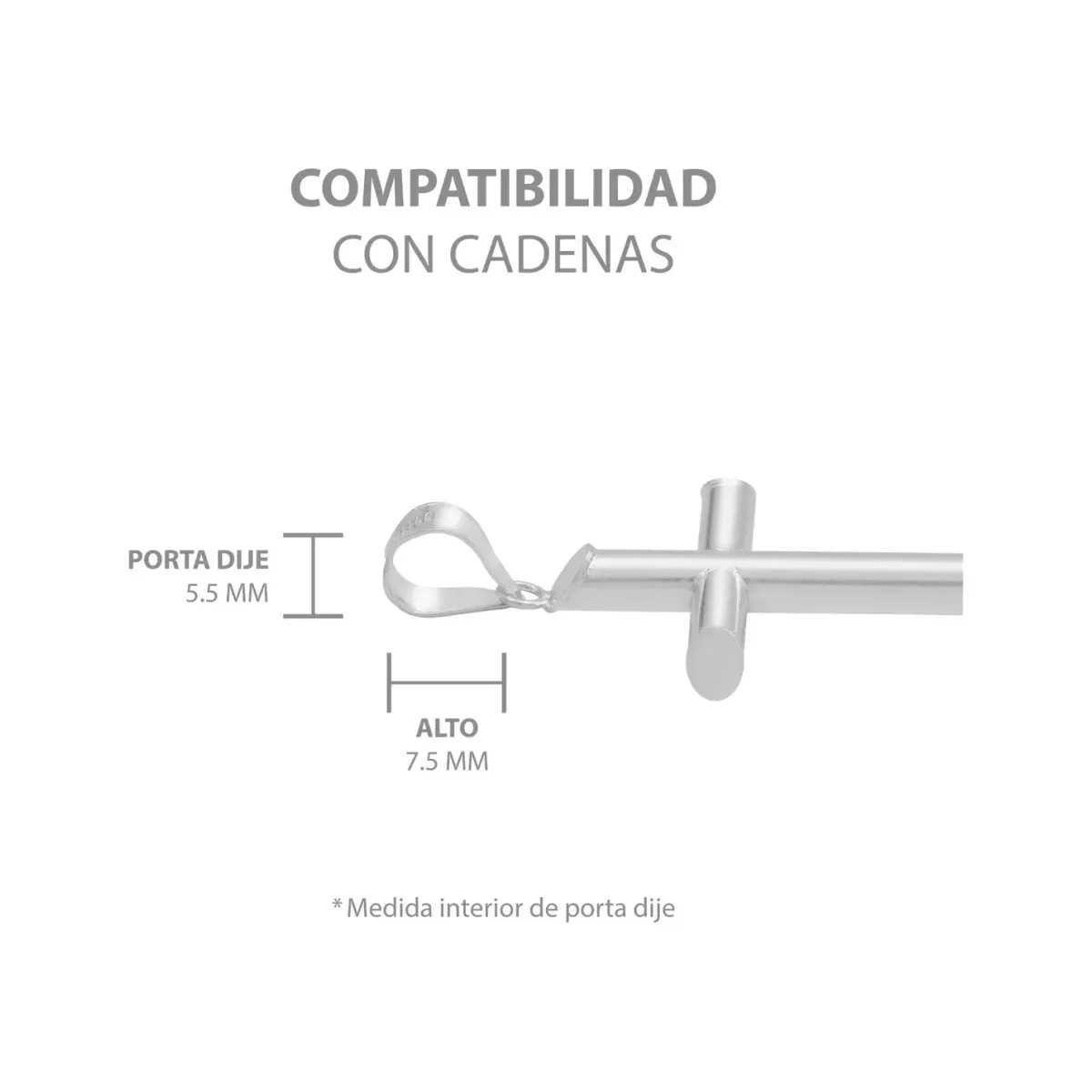 Dije Cruz Tubo Liso Plata .925 - Imagen 8