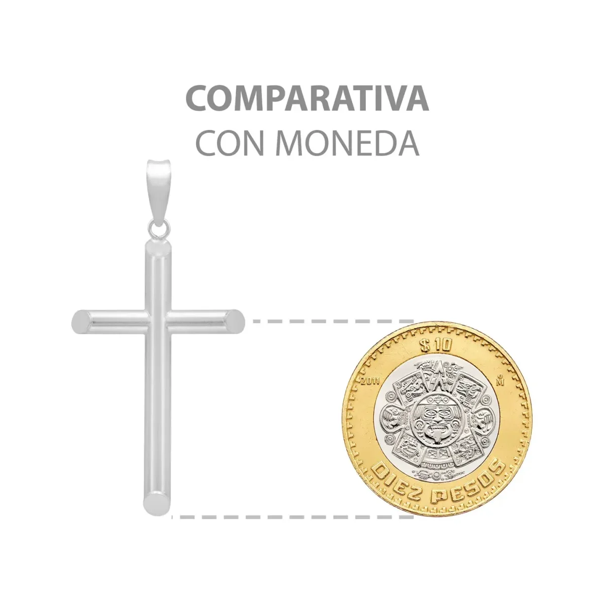 Dije Cruz Tubo Liso Plata .925 - Imagen 9