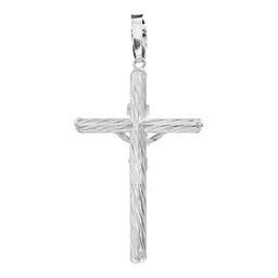Dije Cruz Tubular Cristo Diamantado Plata 925 - Imagen 2