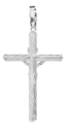 Dije Cruz Tubular Cristo Diamantado Plata 925 - Imagen 2