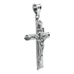 Dije Cruz Tubular Cristo Plata Ley .925 Corteza Diamantado - Imagen 1