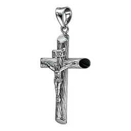 Dije Cruz Tubular Cristo Plata Ley .925 Corteza Diamantado - Imagen 3