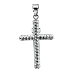 Dije Cruz Tubular Cristo Plata Ley .925 Corteza Diamantado - Imagen 4