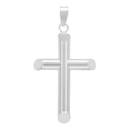 Dije Cruz Tubular Liso Plata 925 para Hombre - Imagen 1