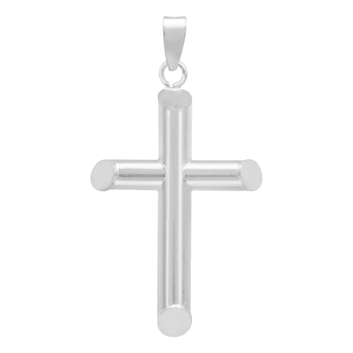 Dije Cruz Tubular Liso Plata 925 para Hombre - Joyaris joyería fina mexicana
