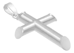 Dije Cruz Tubular Liso Plata 925 para Hombre - Imagen 3