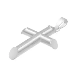 Dije Cruz Tubular Liso Plata 925 para Hombre - Imagen 4