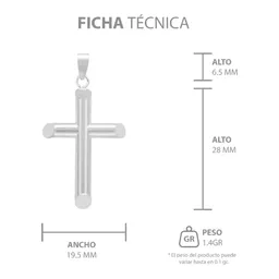 Dije Cruz Tubular Liso Plata 925 para Hombre - Imagen 7