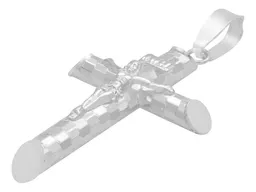 Dije Cruz Tubular Plata 925 Diseño Ajedrez Diamantado - Imagen 4