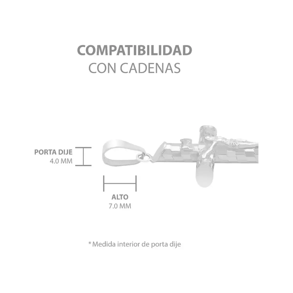 Dije Cruz Tubular Plata 925 Diseño Ajedrez Diamantado - Imagen 6