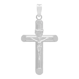 Dije Cruz Tubular Plata 925 Lisa para Hombre - Imagen 1