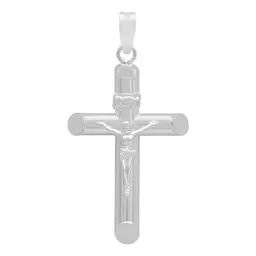 Dije Cruz Tubular Plata 925 Lisa para Hombre - Imagen 1