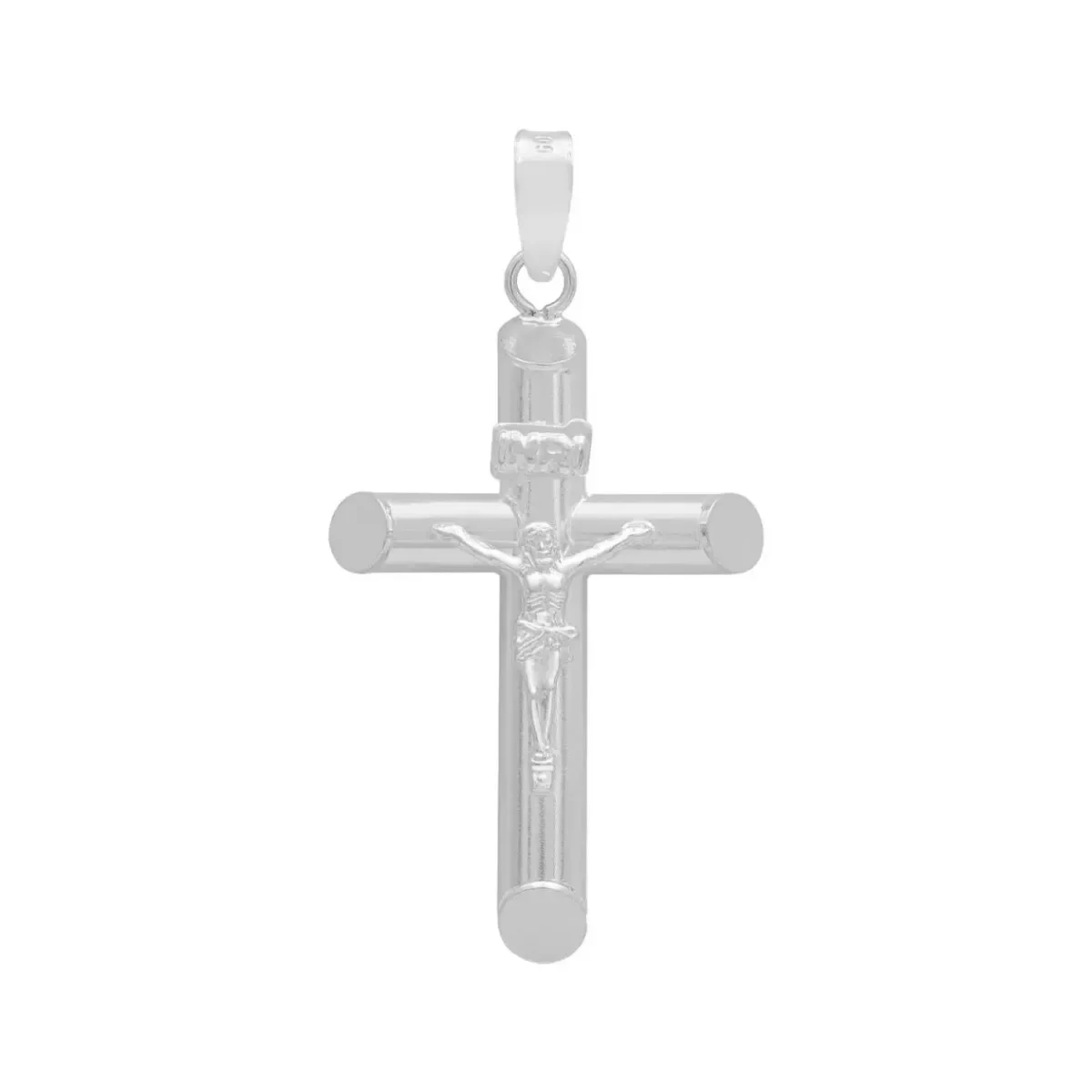 Dije Cruz Tubular Liso Plata .925 para Hombre, joyería de plata masculina, colgante de plata con diseño tubular, accesorio de