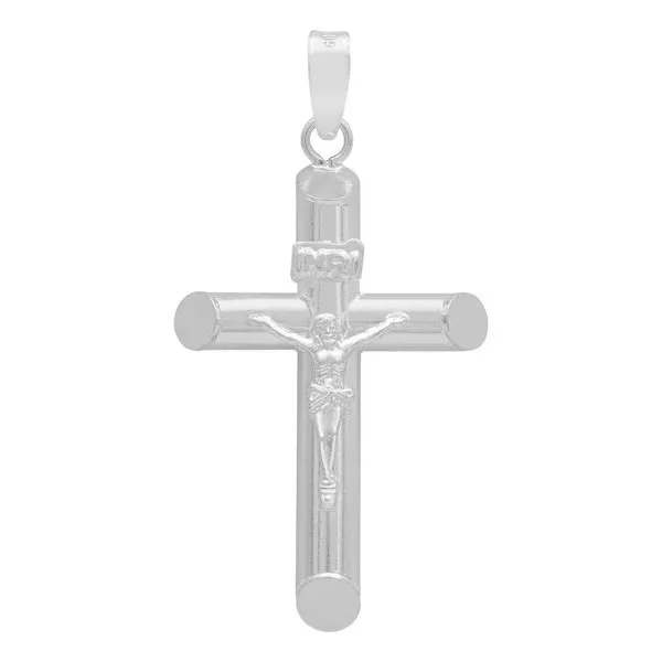 Dije Cruz Tubular Plata 925 Lisa para Hombre - Imagen 1