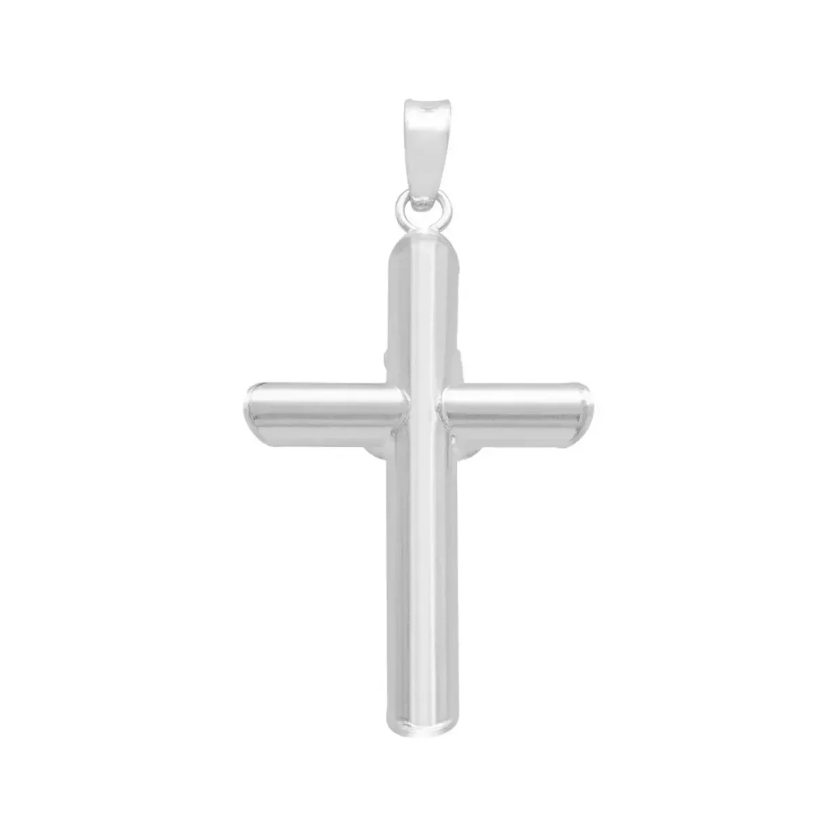 Dije Cruz Tubular Plata 925 Lisa para Hombre - Imagen 2