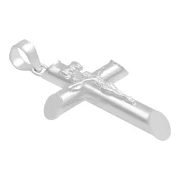 Dije Cruz Tubular Plata 925 Lisa para Hombre - Imagen 3