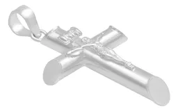 Dije Cruz Tubular Plata 925 Lisa para Hombre - Imagen 3