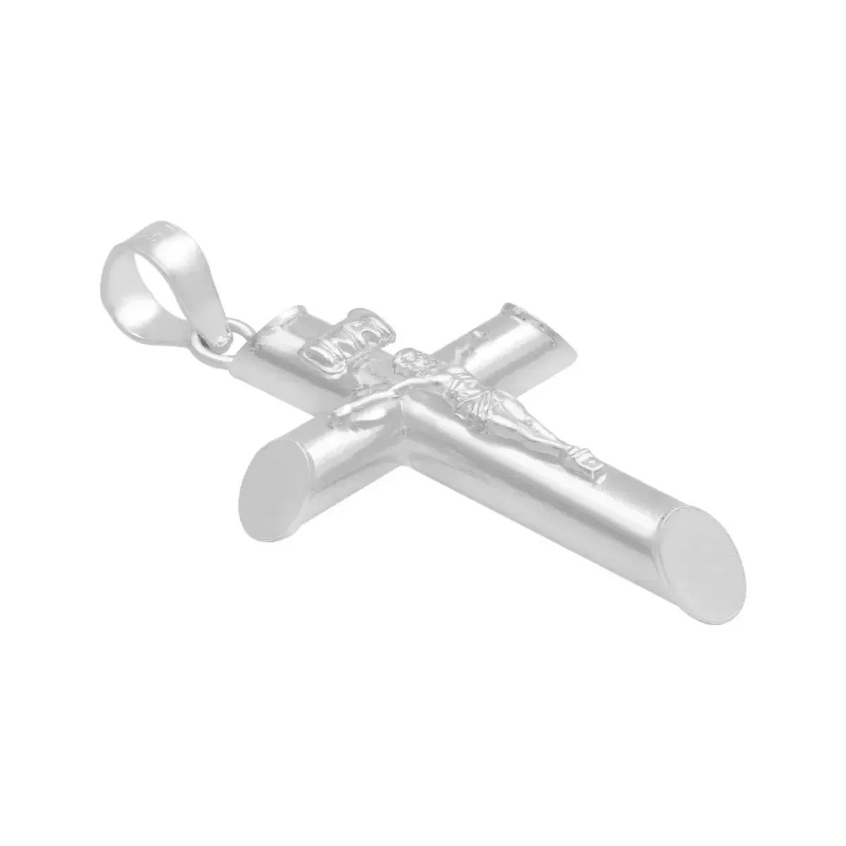 Dije Cruz Tubular Plata 925 Lisa para Hombre - Imagen 3
