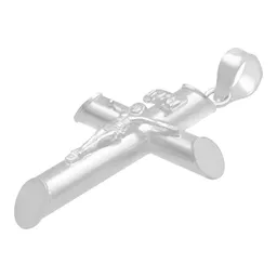 Dije Cruz Tubular Plata 925 Lisa para Hombre - Imagen 4