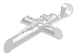 Dije Cruz Tubular Plata 925 Lisa para Hombre - Imagen 4