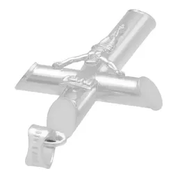 Dije Cruz Tubular Plata 925 Lisa para Hombre - Imagen 5