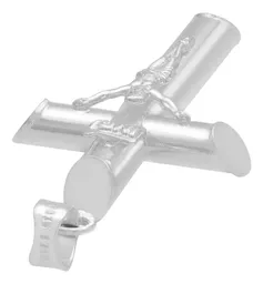 Dije Cruz Tubular Plata 925 Lisa para Hombre - Imagen 5