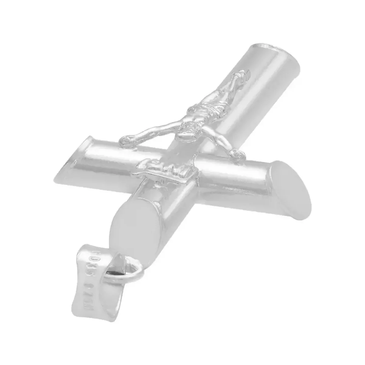 Dije Cruz Tubular Plata 925 Lisa para Hombre - Imagen 5