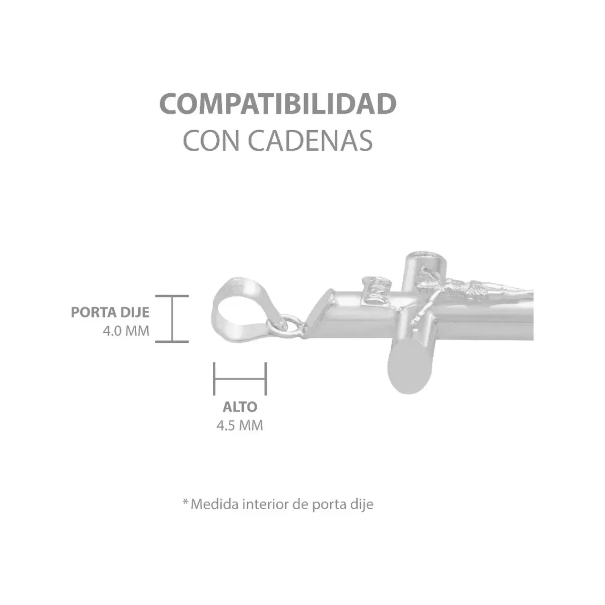 Dije Cruz Tubular Plata 925 Lisa para Hombre - Imagen 6