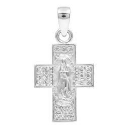 Dije Cruz Virgen Guadalupe Plata 925 Zirconias - Imagen 1