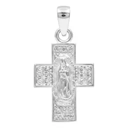 Dije Cruz Virgen Guadalupe Plata 925 Zirconias - Imagen 1