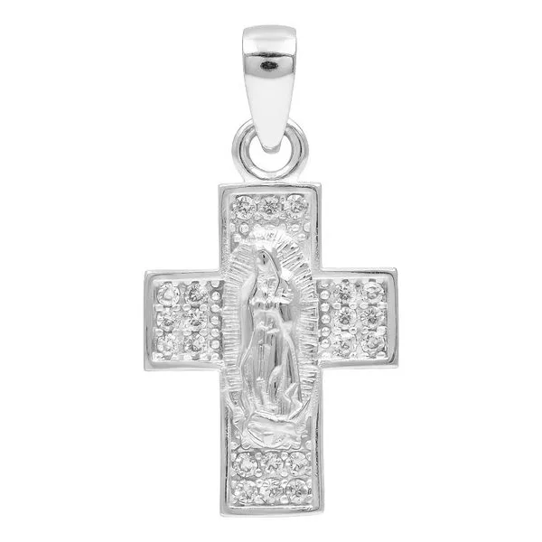 Dije Cruz Virgen Guadalupe Plata 925 Zirconias - Imagen 1