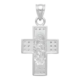 Dije Cruz Virgen Guadalupe Plata 925 Zirconias - Imagen 2