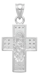 Dije Cruz Virgen Guadalupe Plata 925 Zirconias - Imagen 2