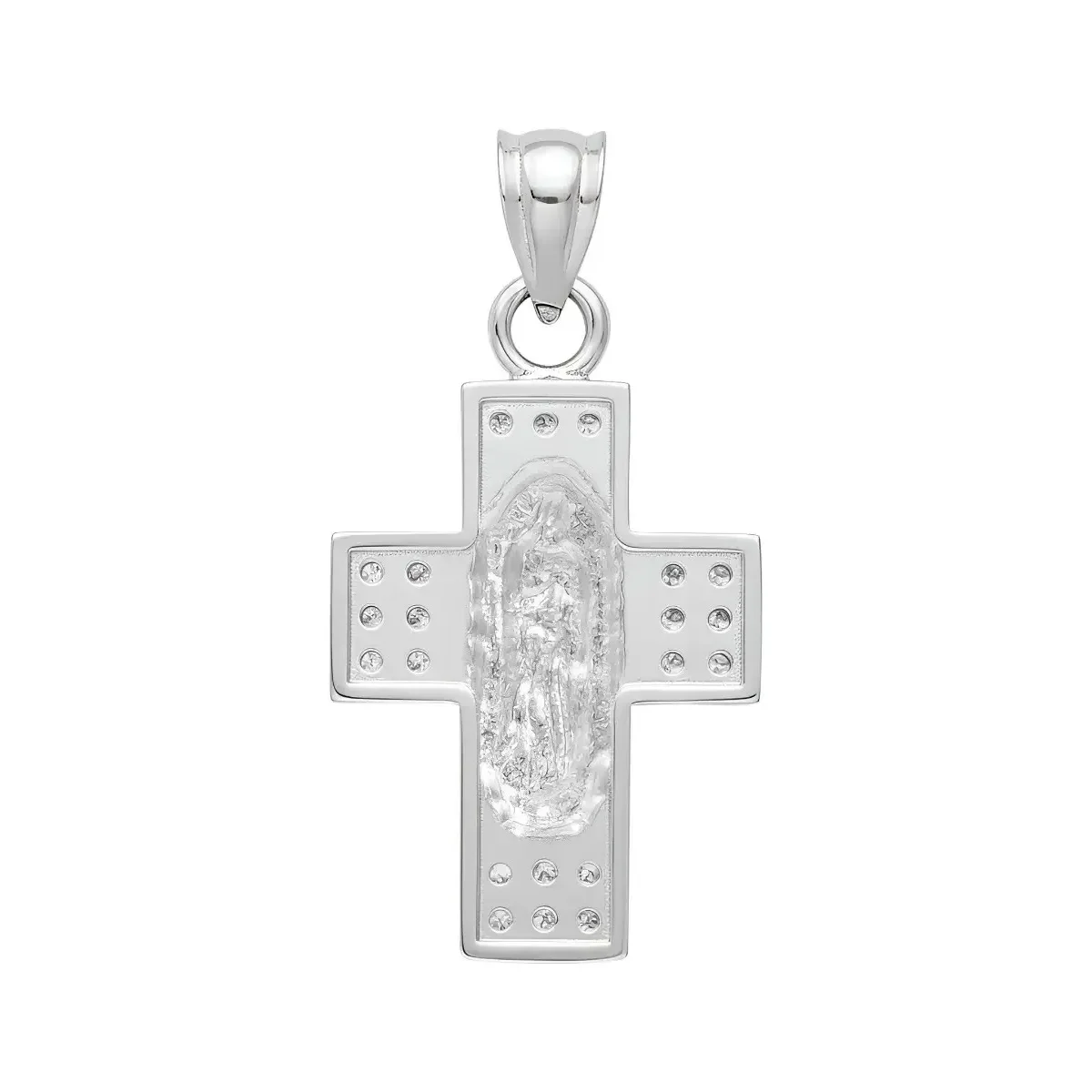 Dije Cruz Virgen Guadalupe Plata 925 Zirconias - Imagen 2