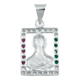 Dije Cuadrado Jesús Malverde Plata 925 Zirconia Tricolor - Imagen 3