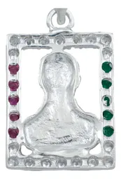 Dije Cuadrado Jesús Malverde Plata 925 Zirconia Tricolor - Imagen 4