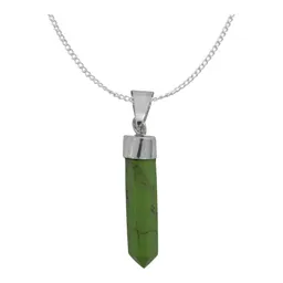Dije Cuarzo Verde Natural Prisma Plata 925 Ley Unisex Diseño Moderno - Imagen 1