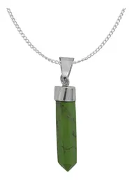 Dije Cuarzo Verde Natural Prisma Plata 925 Ley Unisex Diseño Moderno - Imagen 1