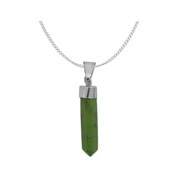 Dije Cuarzo Verde Natural Prisma Plata 925 Ley Unisex Diseño Moderno - Imagen 1