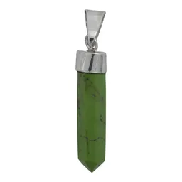Dije Cuarzo Verde Natural Prisma Plata 925 Ley Unisex Diseño Moderno - Imagen 2