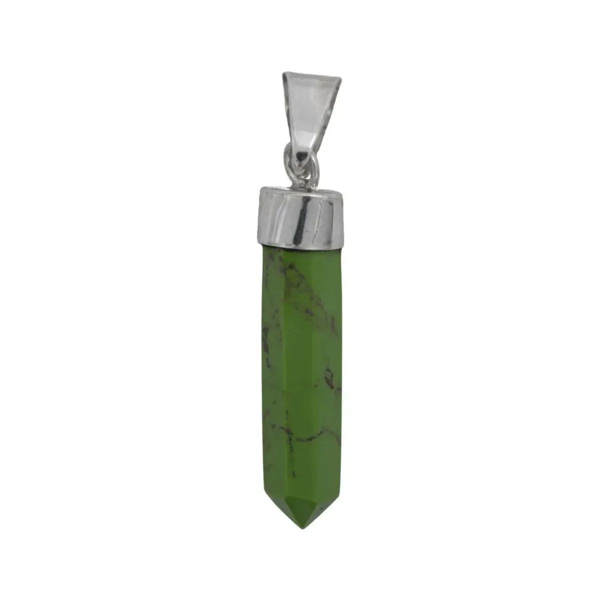 Dije Cuarzo Verde Natural Prisma Plata 925 Ley Unisex Diseño Moderno - Imagen 2