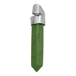Dije Cuarzo Verde Natural Prisma Plata 925 Ley Unisex Diseño Moderno - Imagen 3