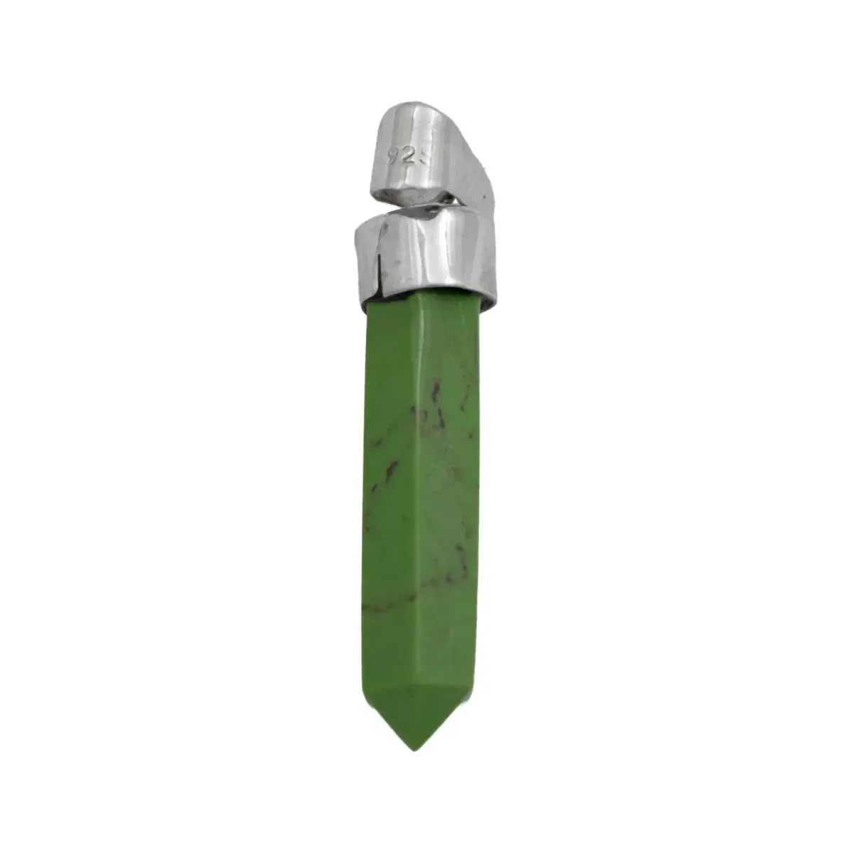 Dije Cuarzo Verde Natural Prisma Plata 925 Ley Unisex Diseño Moderno - Imagen 3
