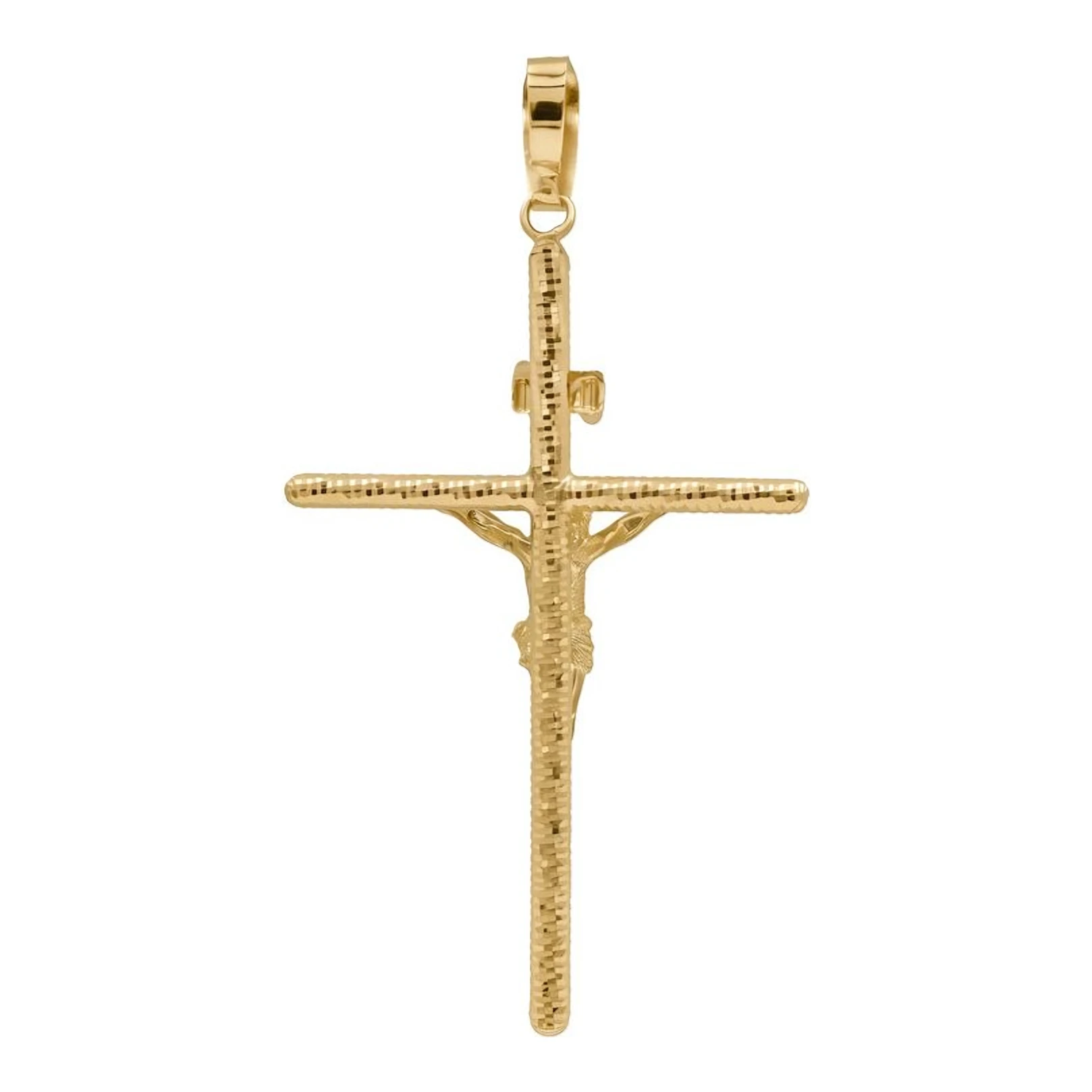Dije de Cruz con Cristo Bicolor en Oro 10k - Imagen 2