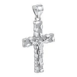 Dije de Cruz con Cristo de Plata .925 Rodizada Diamantada 5.2 cm - Imagen 3